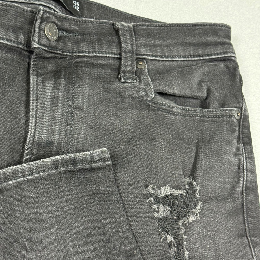 Hollister Stacked Super Skinny Distressed Black Jeans 34x32 Advanced Stretch